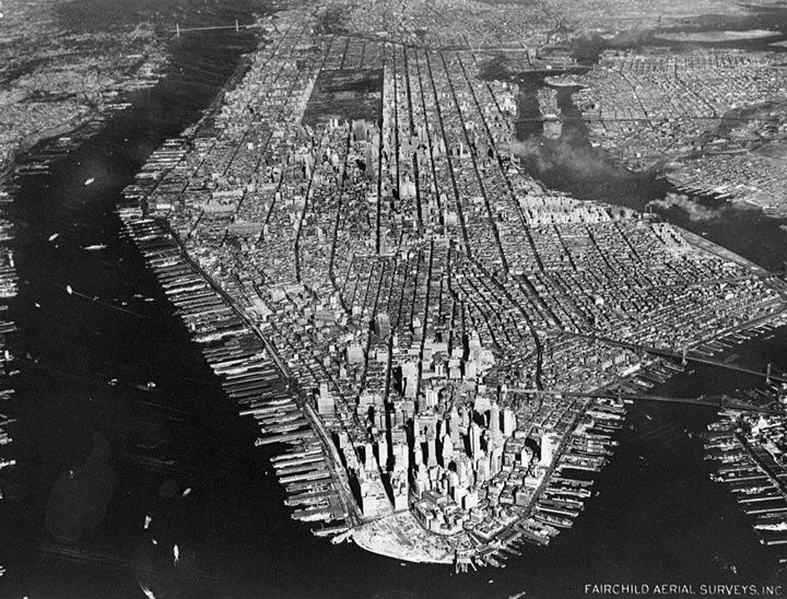 Uma vista aérea da cidade de Nova York em 1951